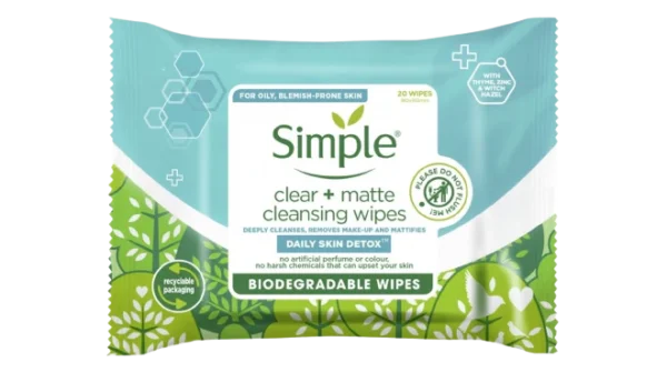 SIMPLE CLEAR + MATTE CLEANSING WIPES