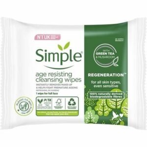 SIMPLE Age Resisting Cleansing Wipes with Green Tea & Mushroom 20Wipes