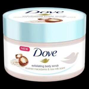 Dove exfoliating body scrub crushed macadamia and rice milk scent