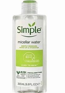 SIMPLE Micellar Water Gently Removes Make-up & Hydrates (Vit B3+C) 200ml